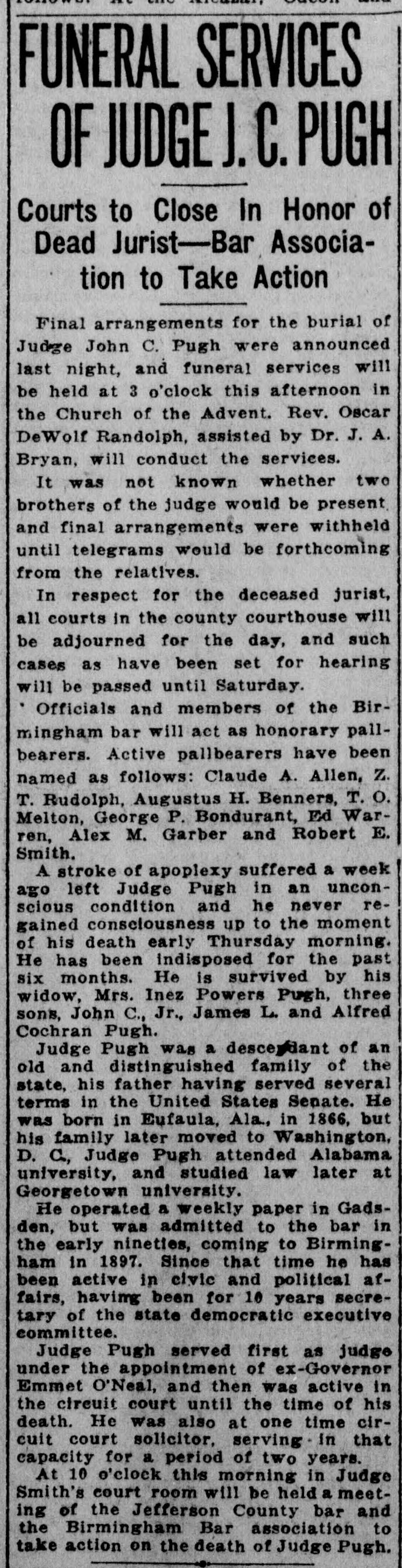 Judge J.C. Pugh obituary